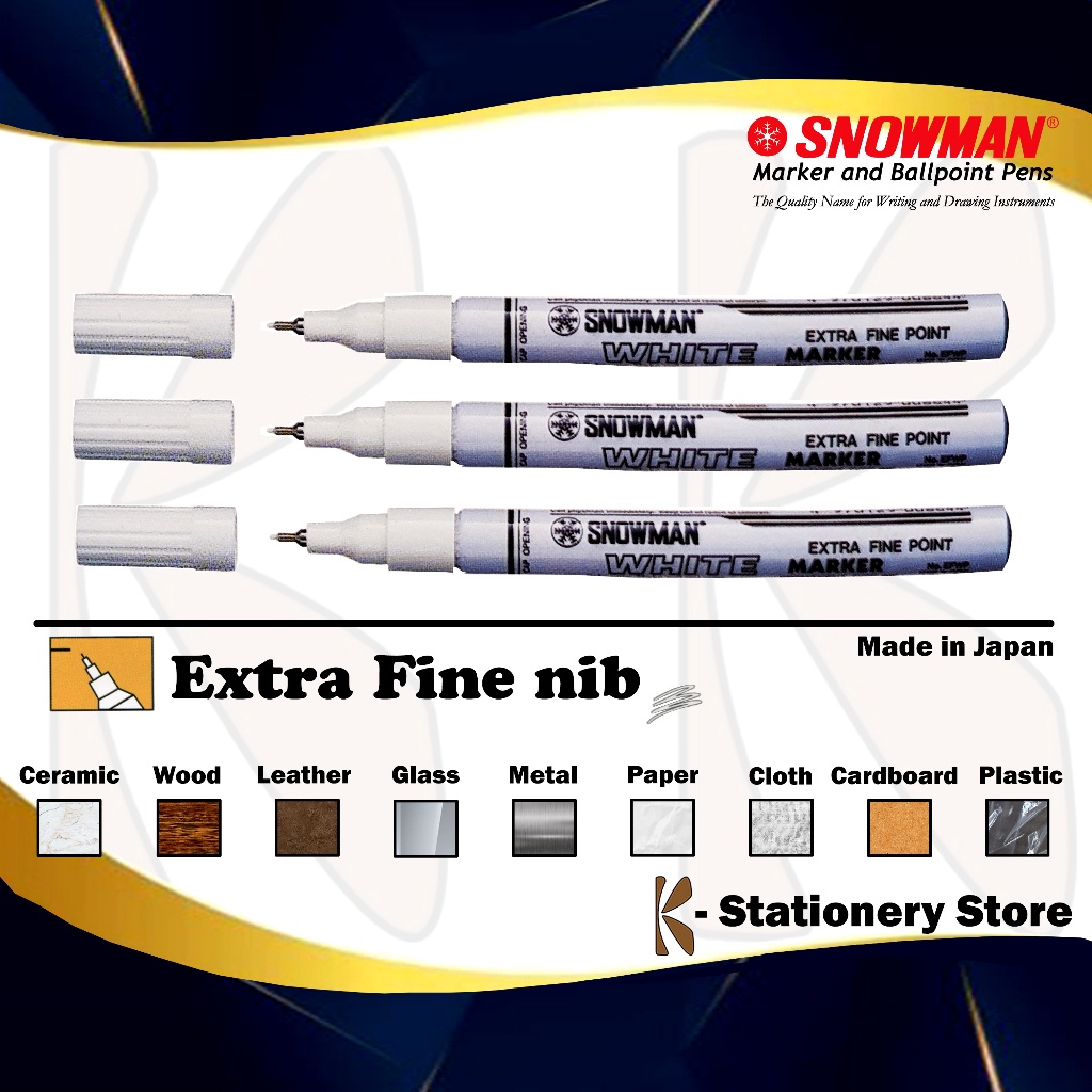 

IK! Spidol Cat Permanent WHITE / PUTIH Orinal Snowman Paint Marker EXTRA FINE (EFWP) untuk Logam,