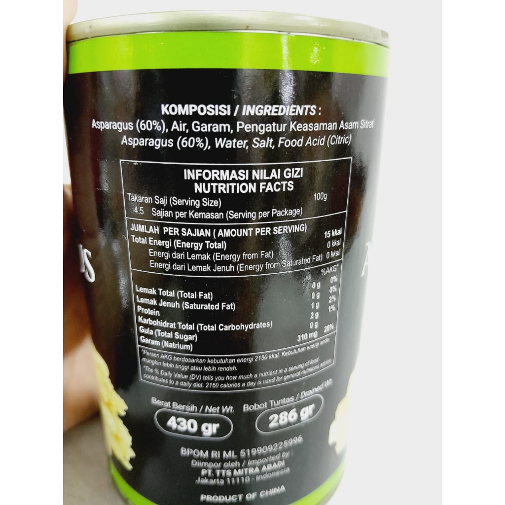 

TTS Canned Asparagus Spears 430g / Asparagus Panjang Spear Kaleng