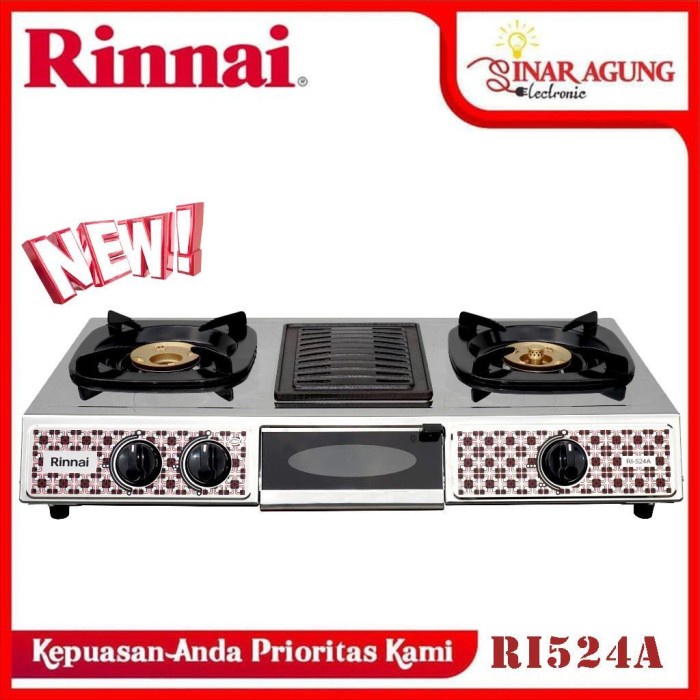 Rinnai Kompor Gas 2 Tungku Dan Pemanggang Ri524A / Ri-524-A