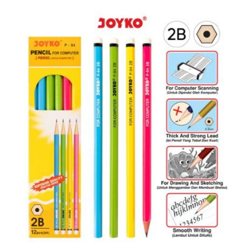 

IK! (PACK) Pensil 2B Joyko P-108/ Pensil Joyko Warna Pastel/Pensil Joyko Murah