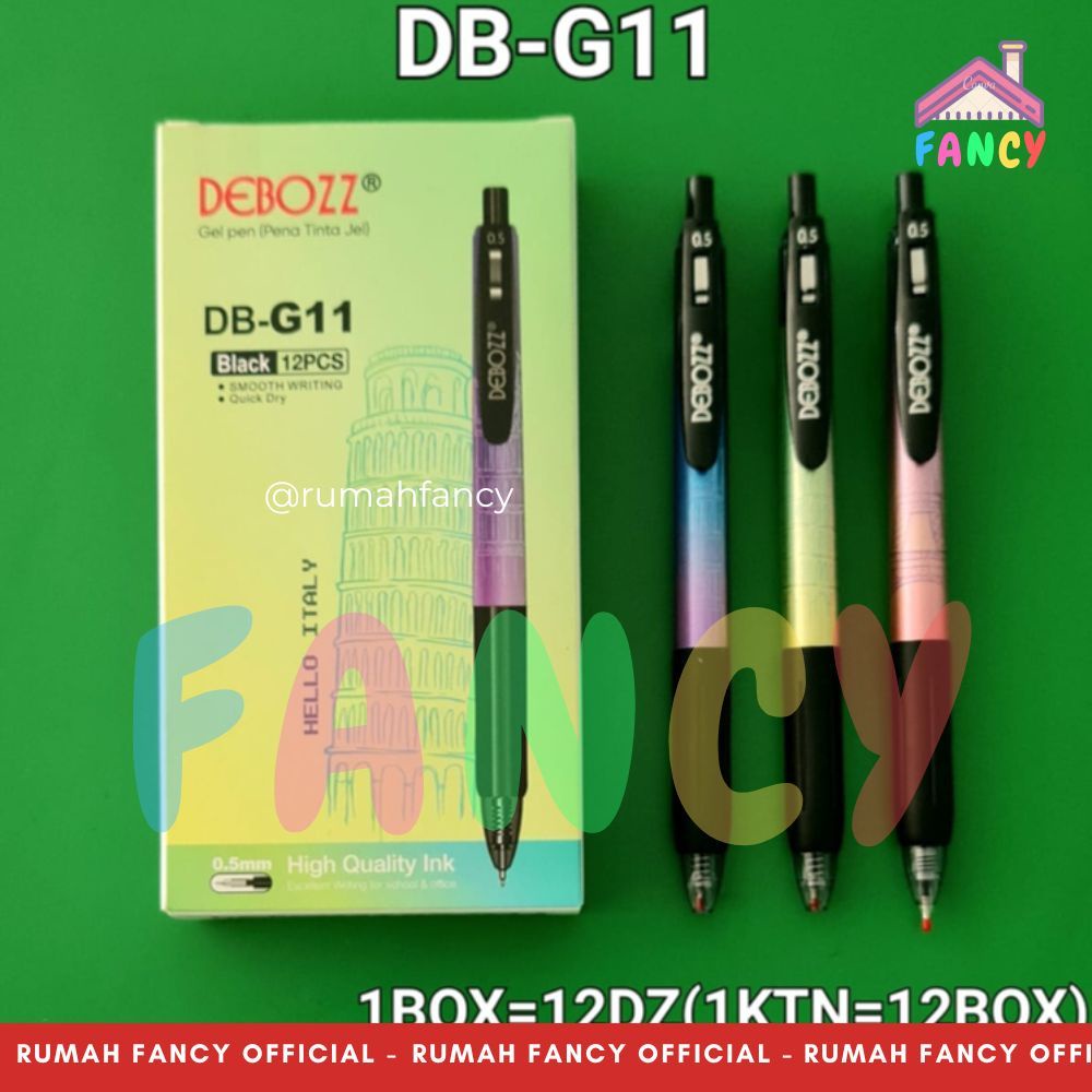 

IK! [GROSIR] 1 LUSIN isi 12 PCS Pulpen HITAM/Bolpen/Ballpoint/Gel/Click Debozz DB-G05 0.5 mm / G07