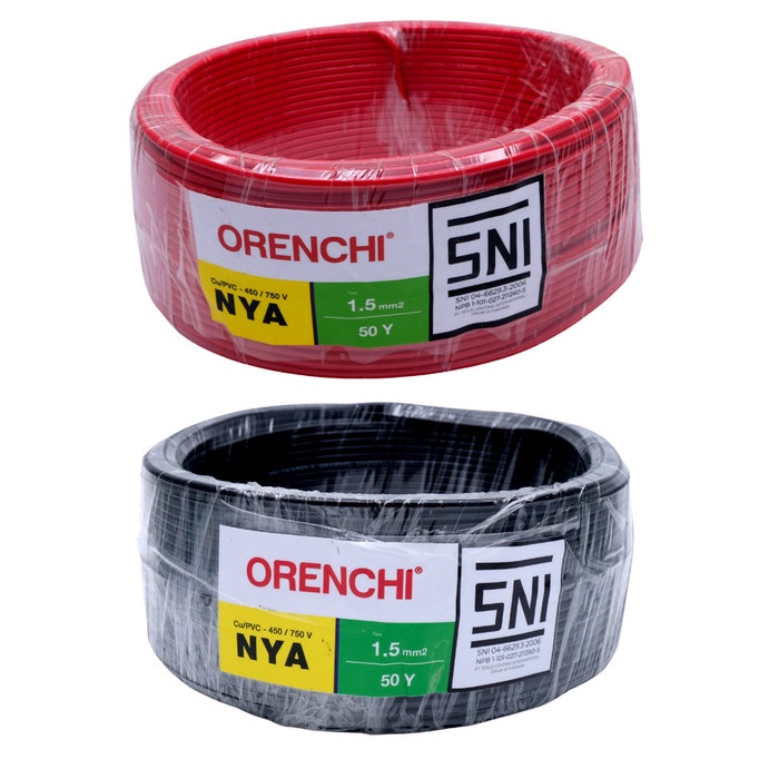 (Good) Kabel NYA Orenchi 1.5mm 50Y SNI Kabel Listrik Tunggal Tembaga 1.5mm