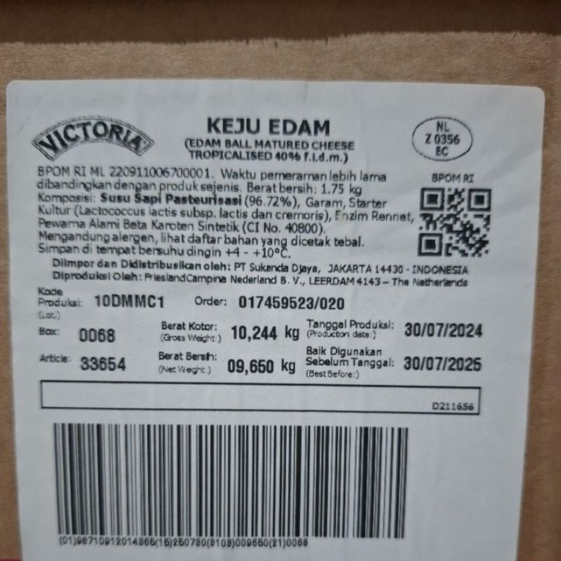 

keju edam victoria 100 gram.