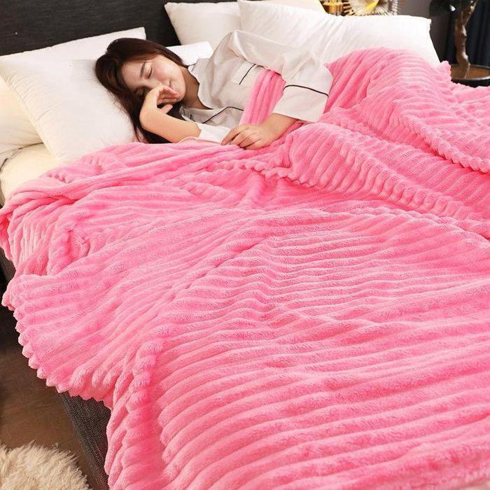 SELIMUT DEWASA BULU TEBAL 180X200 MOTIF POLOS EMBOS SALUR PINK TERLARIS TERMURAH ASRIYASASHII