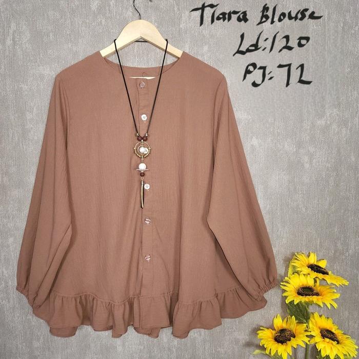 Sensasi Baru Tiara Blouse Atasan Jumbo Wanita Kemeja Blus Ld120 Bigsize Hijab Muslimah Fashion Baju