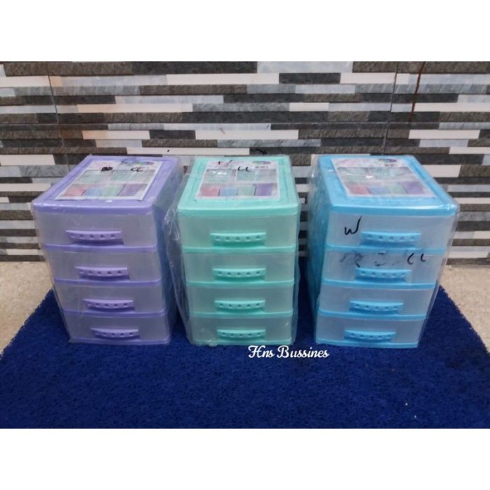 Kotak susun laci kecil susun 4 bahan plastik