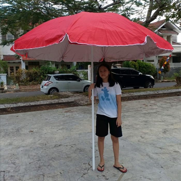 (DOBEL LAYER) 280cm payung pantai warna polos taman cafe tenda pkl lapak an dagang