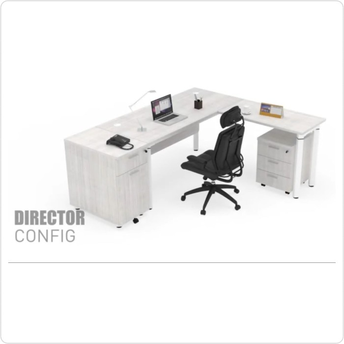 Meja Kerja Kantor Direktur Meja Komputer Gaming L 5 Laci Kaki Besi