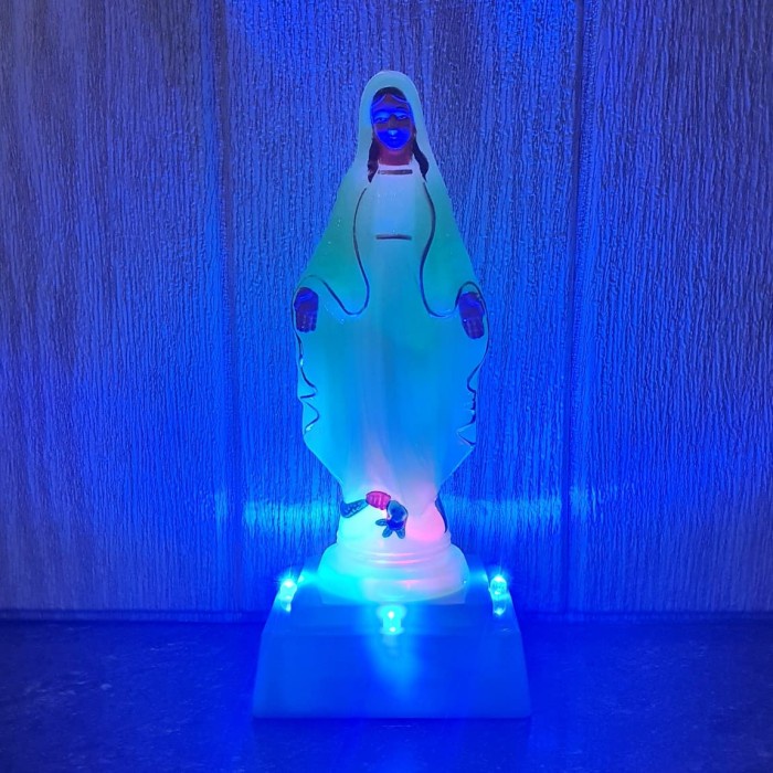 Patung Lampu Bunda Maria Fosfor 18cm - dekorasi hiasan meja