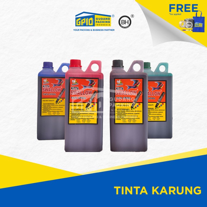 

[tmr] - SWALLOW - Tinta Karung Hitam/ Merah/ Hijau/ Biru/ Violet (FREE Botol)