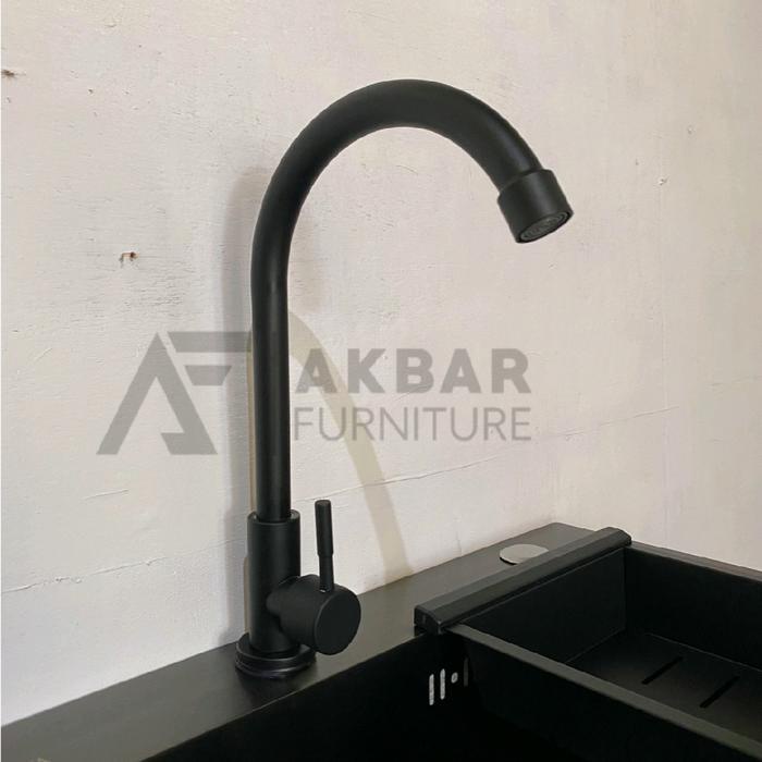 Paket Sink Kitchen Jumbo Satu Lubang Hitam Full Set Selang Avur Tirisan Kran
