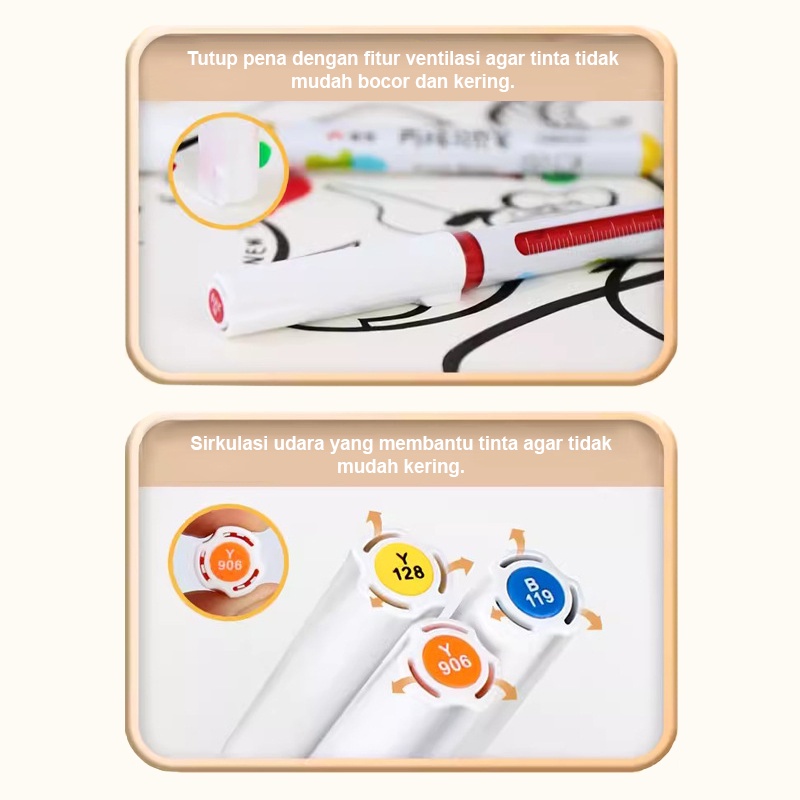 

GRASP Marker Acrylic Pen 12/24/36/48 Warna Spidol Warna Brush Lentur Sketsa Seni MW003