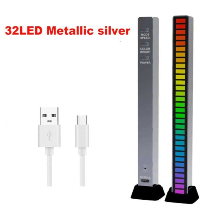 Lampu LED RGB Bar Strip Sensor Suara Spectrum Audio USB 32LED