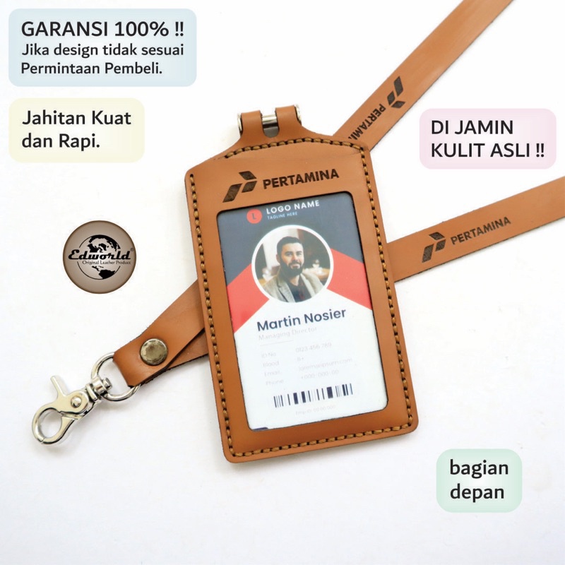 

Nametag Holder Kulit Asli Custom Laser Cutting