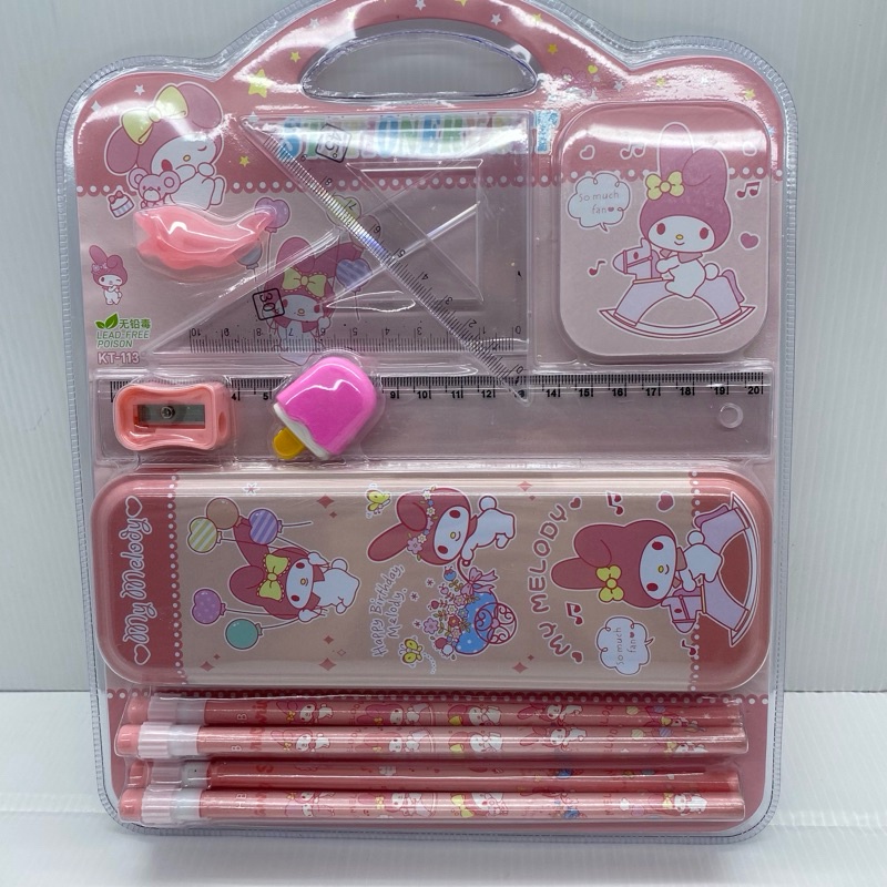 

Kotak Pensil Anak Set 7 in 1 Stationery Untuk Hadiah / Alat Tulis Set Kotak Pensil Karakter Kuromi