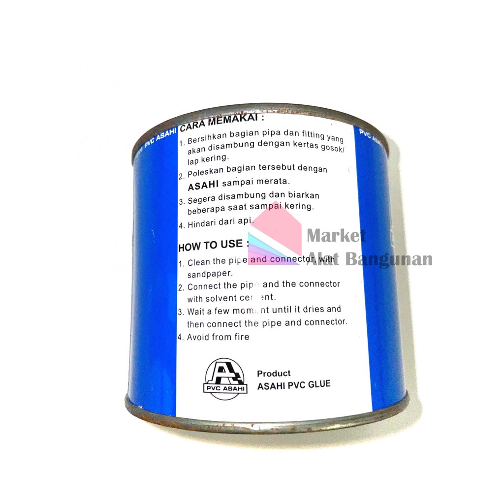 

Lem Pipa PVC Asahi Kaleng / Lem Pipa Paralon Asahi 400 Gram