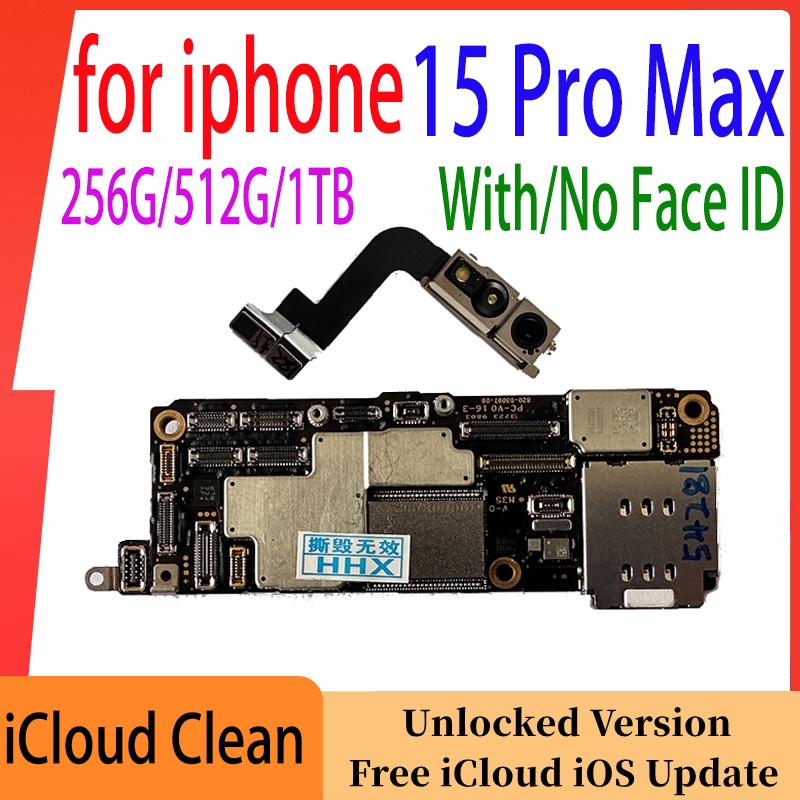 CC Unlocked Motherboard For iPhone 15 Pro Max with Face ID 256gb 512gb 1TB Mainboard Clean iCloud Fu