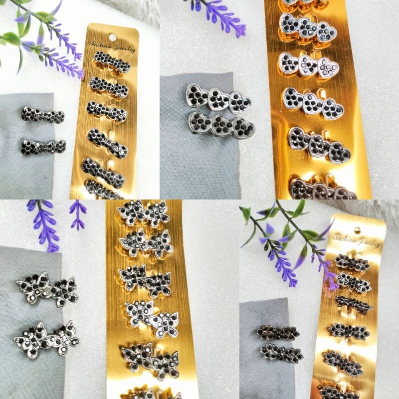 ACCMT- Bross dagu mata hitam Bros hijab Bros dagu kecil hitam bros dagu permata hitam lusin