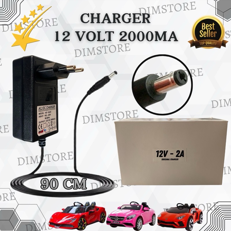 IK CHARGER ORINAL MOBIL AKI MAINAN ANAK 12 VOLT 2000mA CASSAN MOBIL REMOT AKI PLIKO PMB UNIKID
