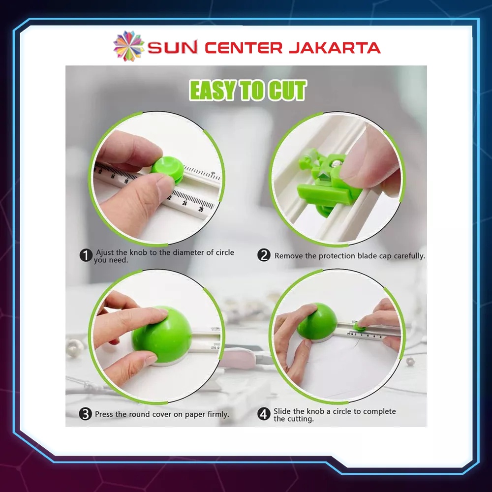

Circle Cutter Premium 2 cm - 20 cm / 4 cm - 19 cm / 10 -32 cm Pisau Alat Potong Kertas Sticker Bulat
