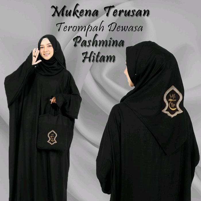 Mukena Pashmina Terompah Dewasa - Mukenah Terusan Hadramaut Polos Traveling Jumbo Rayon Premium Bali