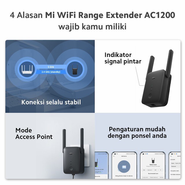 JTTOP" MI WIFI RANGE EXTENDER AC1200 XIAOMI REPEATER PENGUAT SINYAL AC 1200