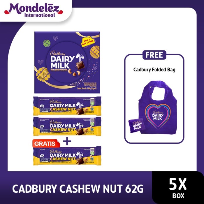 

Cadbury Cokelat Dairy Milk 62 gr [Buy 2 Get 1] 5 Packs - Free Tas Belanja