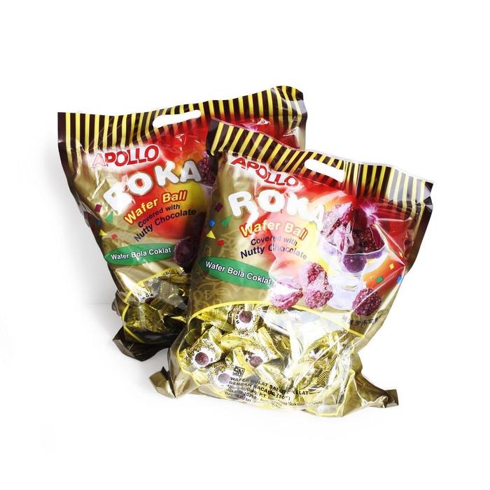 

Roka Apollo Wafer Ball Coklat Isi 50 Pcs Original Cookies Food Snacks Bola