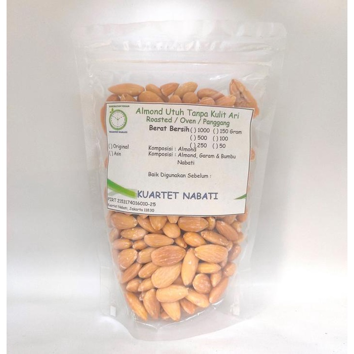 

250gr Roasted Almond Utuh Tanpa Kulit Ari Rasa ORIGINAL/ Almond Whole Skinless Size Besar 27-30
