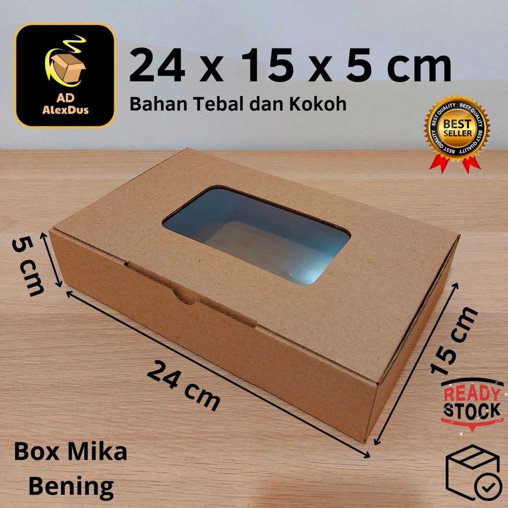 Kardus Mika 24 x 15 x 5 cm Model Diecut | Kotak Box Dus Hampers Kue Snack Parcel