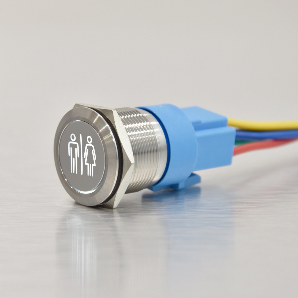 SALE ABILKEEN Customized Toilet Symbol Illuminate Metal Push Button 22MM Flat Head Push Button Switc