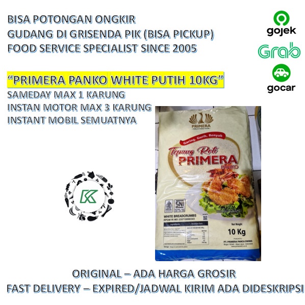 

Tepung Roti Panir Premium Primera Panko White 10kg Karung GRAB