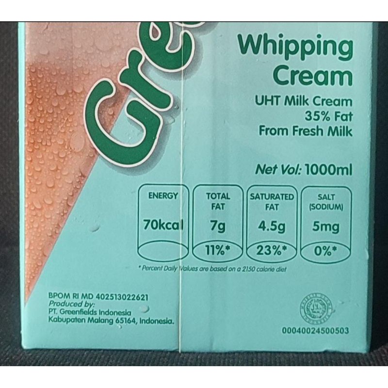 

HJ Greenfields Whipping Cream 1liter/greenfields whip cream
