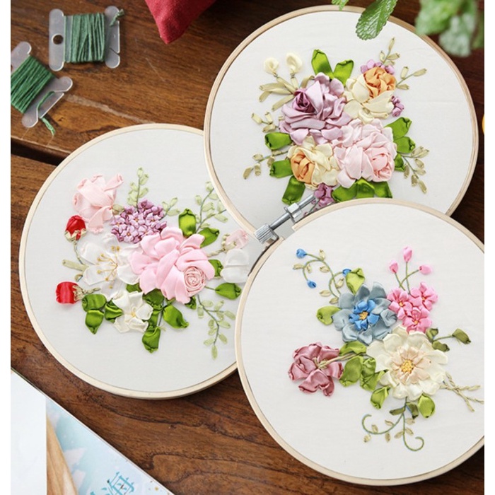 

3D Embroidery Sulam Pita Kit Marterial Ribbon Package Cross Stitch