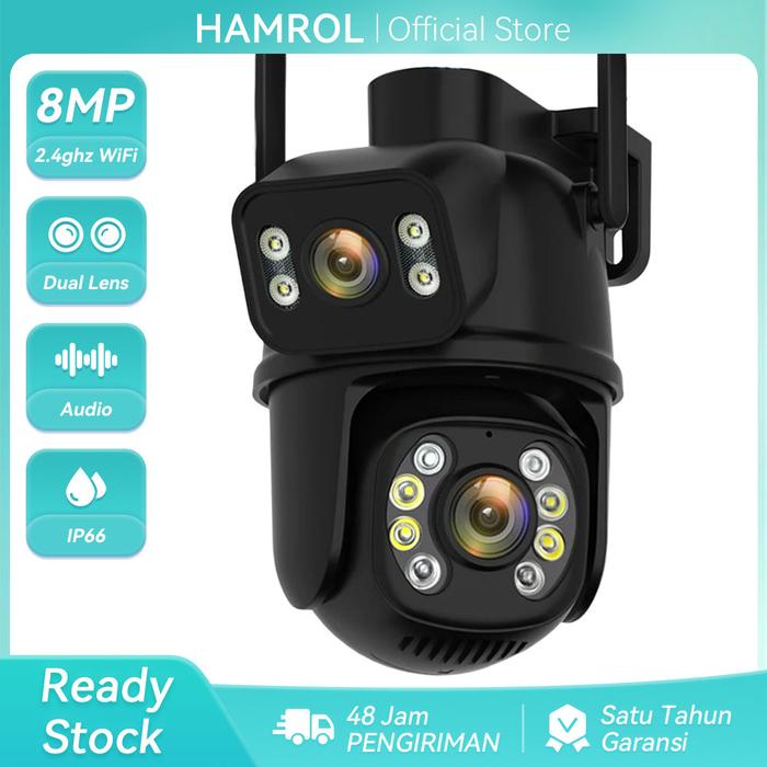 Ip Camera Cctv 8Mp Dual Lens Outdoor Kamera Wifi Outdoor Waterproof 360 Derajat Camera Cctv Dual