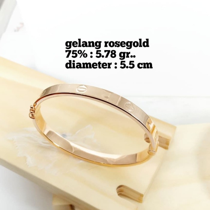 Gelang Tangan Emas / Mas Rosegold 75% Berat 5.780 Gram Dia 5,5Cm..