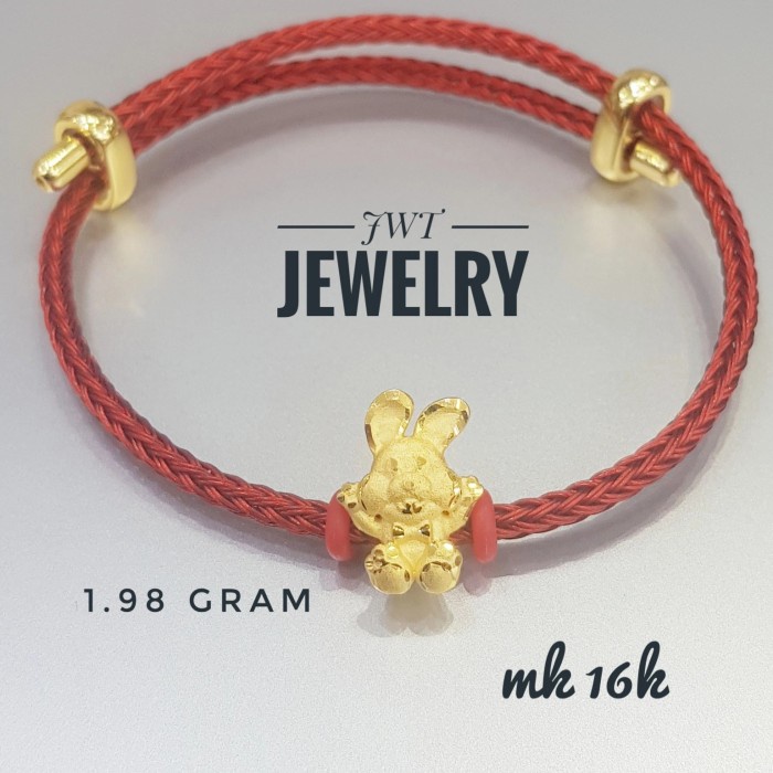 GELANG TALI CHARM EMAS SHIO LUCU KADAR 16K/700