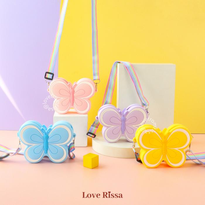 [RISSA] TAS BUTTERFLY TAS JELLY SILIKON MINI CUTE JELLY BAG SLING BAG KECIL CANTIK TAS ANAK ANAK TAS