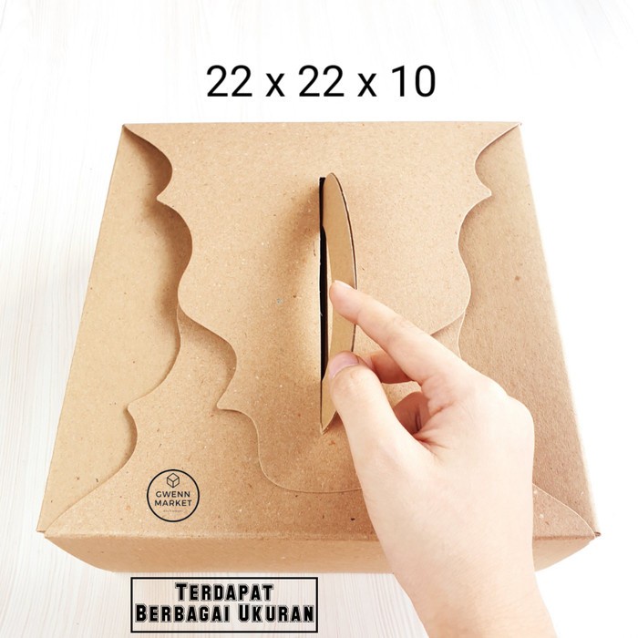 (Good) Dus kue Kraft coklat premium tebal handle kotak kue cake box cake 22cm