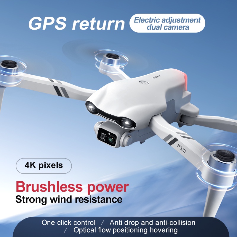 4Drc F10 Rc Drone Gps 6K Hd Dual Camera Wide-Angle 5G Wifi Fpv Quadcopter Brushless Foldable