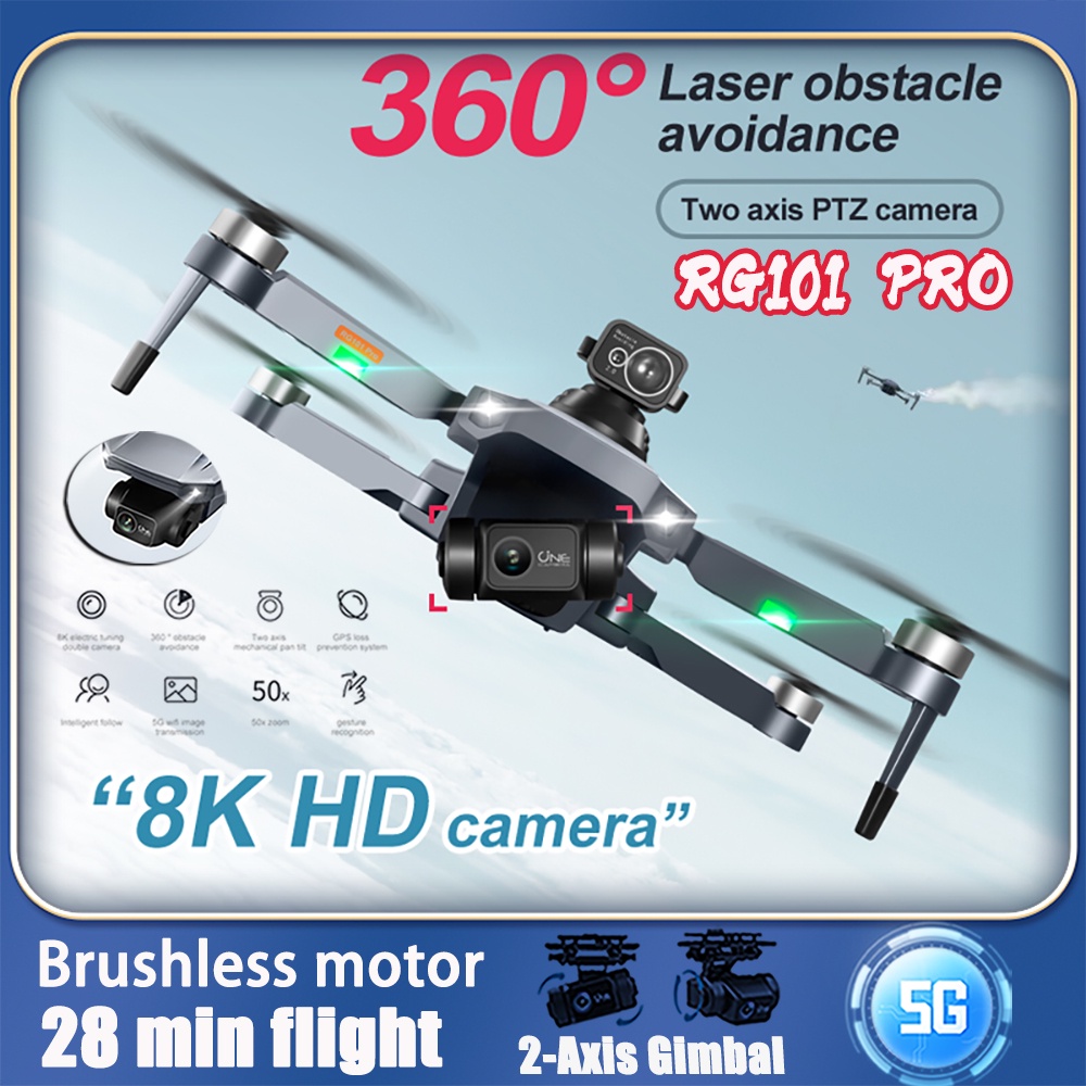 2024 New Rg101 Gps Drone 2-Axis Gimbal 8K Professional Hd Dual Camera Aerial Photography 5G Wifi Fpv