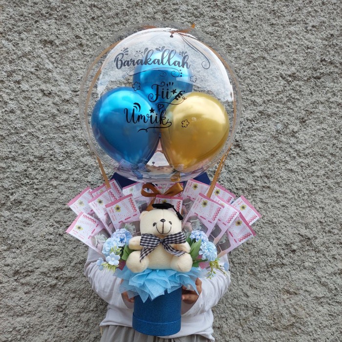 BALON BOUQUET BUKET UANG + BONEKA BUNGA WISUDA/ULANGTAHUN/GRANDOPENING