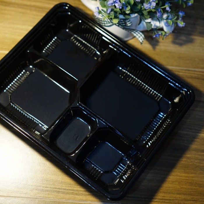 (Best) Bento sekat 5 hitam/mika bento sekat 5/tray bento/box bento