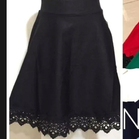 ROK WANITA PAYUNG PENDEK RENDA