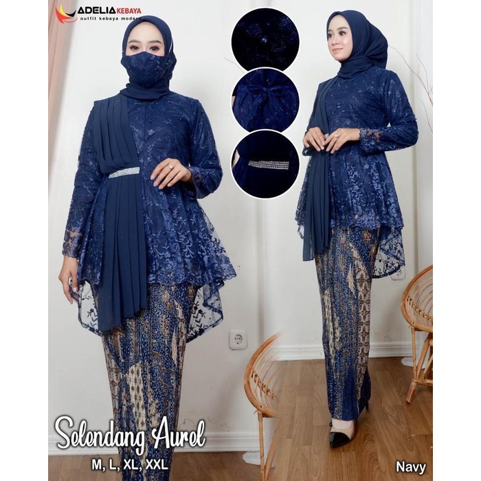 Setelan Kebaya Selendang Brokat Tulle Termurah Setelan Kebaya Pesta Modern Kebaya Aurora Selendang