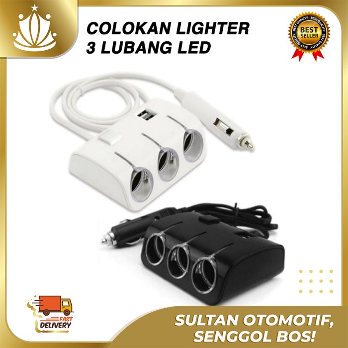 Jt Top Colokan Lighter Mobil 3 Lubang Usb Casan Charger Hp Tablet Handphone