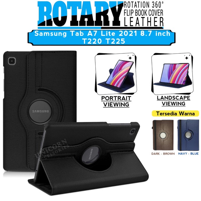 Jt Top Case Samsung Tab A7 Lite T225 T220 Rotary Leather Flip Cover Kulit