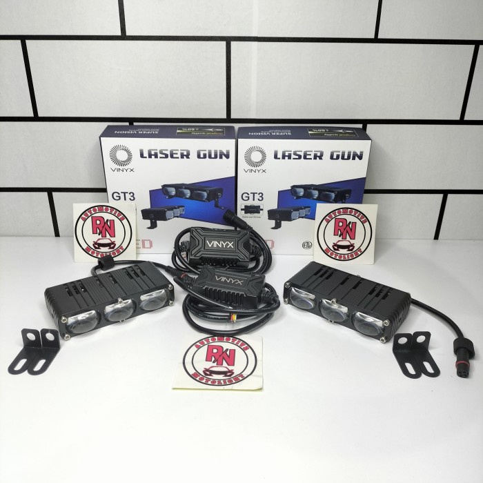 PREMIUM Lampu Sorot Kabut Mini Laser Slim VINYX GT3 3 Mata Sinar Putih Kuning Motor Mobil