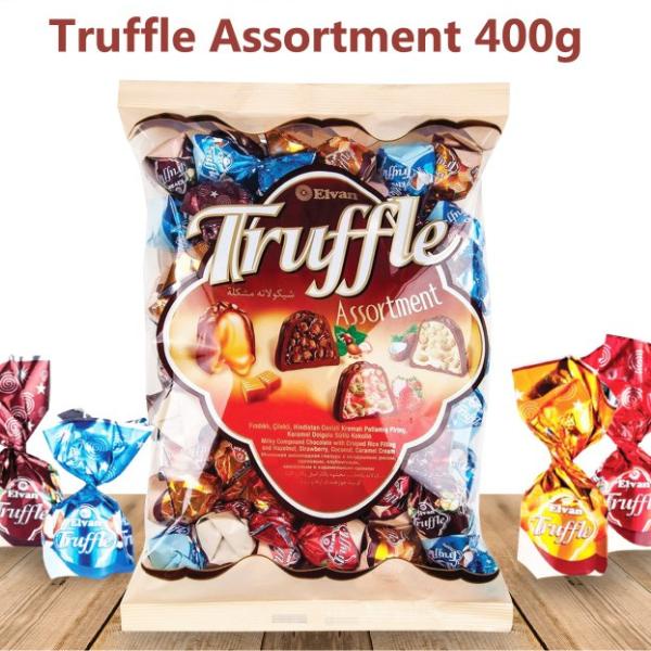 

Coklat Arab Turki Elvan Truffle Chocolate Assortment Caramel Hazelnut Coconut Strawberry 400Gr Promo