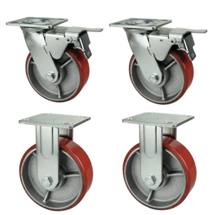 

Roda Caster Troli Pu Merah 8 Inch Taiwan Heavy Duty Set Rem & Mati